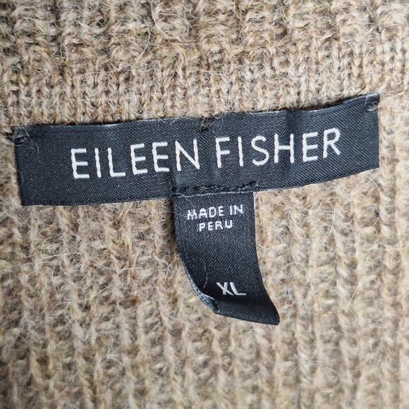 Eileen Fisher Baby Alpaca Oversized Cardigan Sweater XL Button Beige Lagenlook - Picture 3 of 11